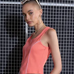 SASSAFRAS Peach-Coloured Square Neck Tank Top image 5
