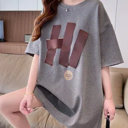 StyleCast x Revolte Grey Print Extended Sleeves Cotton Top image 4