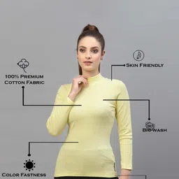 Friskers High Neck Long Sleeves Cotton Bio Wash Reflective Fitted Top image 5