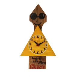 AAKRITI ART CREATIONS Yellow & Brown Printed Geometric Contemporary Wall Clock image 5
