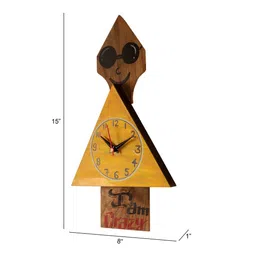 AAKRITI ART CREATIONS Yellow & Brown Printed Geometric Contemporary Wall Clock image 4