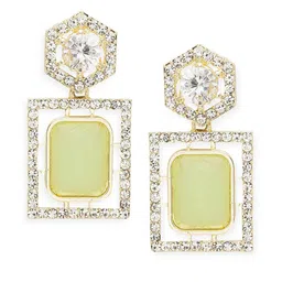 OOMPH American Diamond-Studded Contemporary Drop Earrings image 2