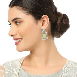 OOMPH American Diamond-Studded Contemporary Drop Earrings image 4