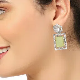 OOMPH American Diamond-Studded Contemporary Drop Earrings image 5