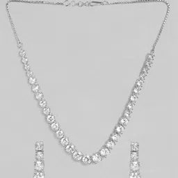 Rubans Silver-Plated AD-Studded Jewellery Set image 5