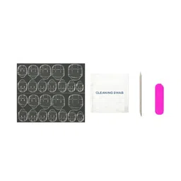 Secret Lives Set Of 24 Artificial Reusable Glossy 3D Stone Press On Nails - White & Pink image 4