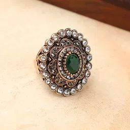 Anouk Gold-Plated Round Statement Finger Ring-image-32