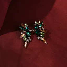 SOHI Women  Multicoloured Contemporary Gold Plated Designer Stone Stud-image-36