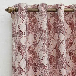 Ariana Maroon & White Ethnic Motifs Long Door Curtain image 2