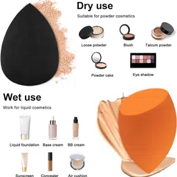 FEELHIGH Professional Set Of 12 Makeup Blender Sponges With Mini Sponge - Orange & Black image 4