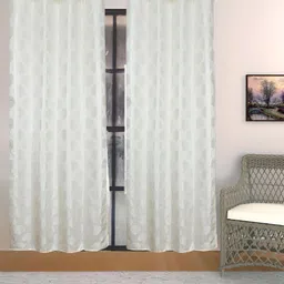 THE CONVERSION Cream-Coloured Set of 2 Floral Room Darkening Long Door Curtain-image-28