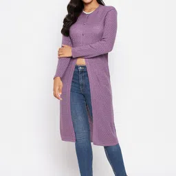 CLAPTON Cable Knit Self Design Longline Cardigan Sweater-picture-23