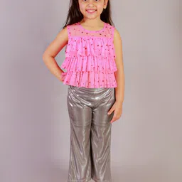 LIL DRAMA Girls Printed Ruffle Detail Sleeveless Layered Top image 1