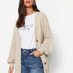 Trendyol Cable Knit Acrylic Longline Cardigan Sweater-picture-11
