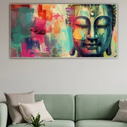 nestroots Canvas Framed Buddha Head Wall Painting-picture-26