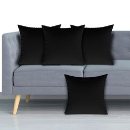Kuber Industries Black 4 Pieces Breathable Square Cotton Pre-Filled Cushions-picture-2