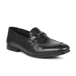 PRIVO by Inc.5 Men Black Solid Leather Slip-On Formal Shoes-picture-24