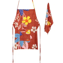 Dhrohar Red & Blue 2 Pieces Floral Printed Cotton Aprons image 4