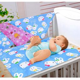 Moms Home Kids Pack of 4 Blue Printed Organic Cotton Diaper changing Mat/ Sleeping Mat-picture-34