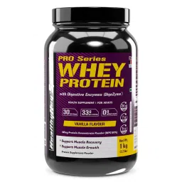 HealthyHey Sports Whey Protein Concentrate - 80% Protein with Digestive Enzymes (Vanilla Flavoured, 1 kg)-image-55