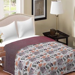 RF RELAXFEEL Peach & White Floral Cotton Heavy Winter 150 GSM Double Bed Dohar-picture-35