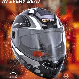 HEADFOX Graphic Printed With Flash Light Modes Smart Bluetooth Helmet image 2