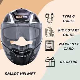 HEADFOX Graphic Printed With Flash Light Modes Smart Bluetooth Helmet image 3
