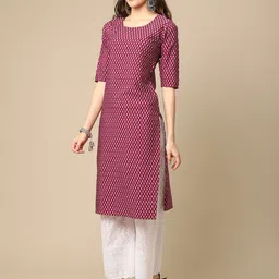 7threads KALINI Women Set Of 2 Violet & Blue Floral Printed Crepe Kurta image 3