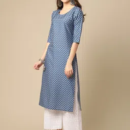 7threads KALINI Women Set Of 2 Violet & Blue Floral Printed Crepe Kurta image 4