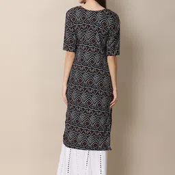 7threads KALINI Women Pack of 2  Red & Black Ethnic Motifs Printed Crepe Kurta image 5