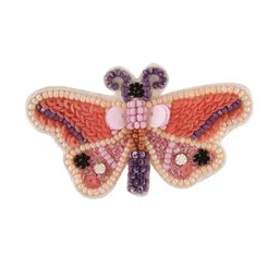 Zaveri Pearls Women Stone-Studded & Beaded Butterfly Brooch image 3