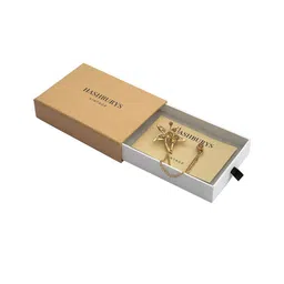 Hashburys Unisex Gold-Toned & Yellow Stone-Studded Chain Brooch-picture-31