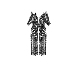 Mahi Men Dual Horse Shaped Tassel Chain Brooch image 2