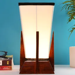 Devansh White Wooden Contemporary Triangle Shaped Table Lamp-picture-40