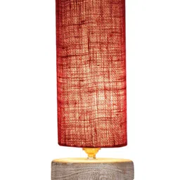 Devansh Maroon Cylindrical Table Lamp image 3