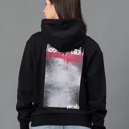 Mode by Red Tape Women Black Printed Hooded Sweatshirt-picture-18