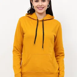 Fleximaa Women Mustard Hooded Sweatshirt-picture-39