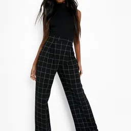Boohoo Women Checked Pleated Trousers-image-5