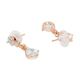 DressBerry Rose Gold Plated Zircon Stoned Teardrop Drop Earrings image 3