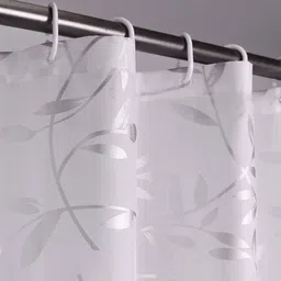 OBSESSIONS Silver-Coloured Printed Water Repellent Shower Curtain With 12 Hooks image 2