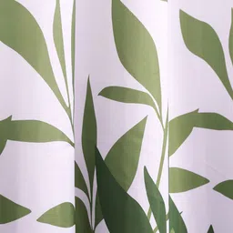 OBSESSIONS Green & White Floral Printed Water Repellent Shower Curtain image 3