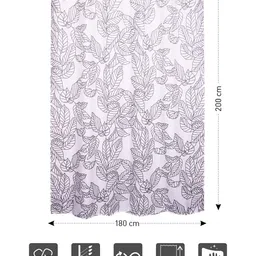 OBSESSIONS Grey & Black Printed Water Repellent Shower Curtain With 12 Hooks image 5