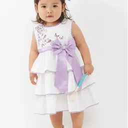 One Friday Infant Girls Butterflies Printed Layered Pure Cotton Fit & Flare Dress-picture-31