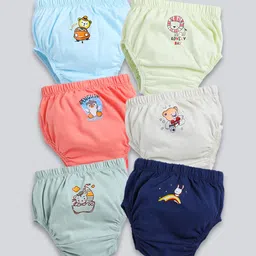 MooNKids Infants Pack of 6 Printed Detail Cotton Basic Briefs-picture-24