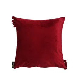 HOSTA HOMES Maroon Set of 2 Velvet Pom Pom Square Cushion Covers image 3
