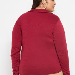 CLORA CREATION PLUS Ribbed Shirt Collar Top image 2