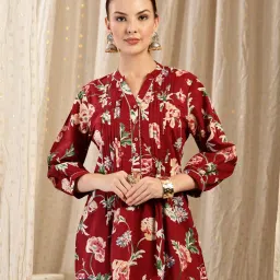 Zelena Maroon Cotton Zipless Maternity Pleated Feeding Top-image-30