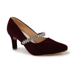 ELLE Maroon Slip On Party Wear Women Pumps image 4