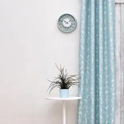 Ariana Blue & White Floral Room Darkening Long Door Curtain image 1