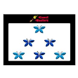 Comet Busters 6 Pcs Embellished Reusable Butterfly-Shaped Bindis - Blue-picture-38